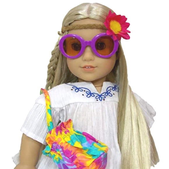 American Girl Doll Julie's PURPLE SUNGLASSES Round Groovy 70's Eye Glasses NEW - Picture 2 of 5